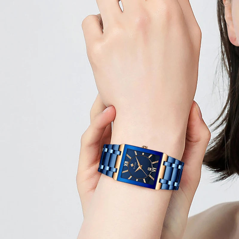 EleganceTime™ – Blue Square Luxury Watch for Women