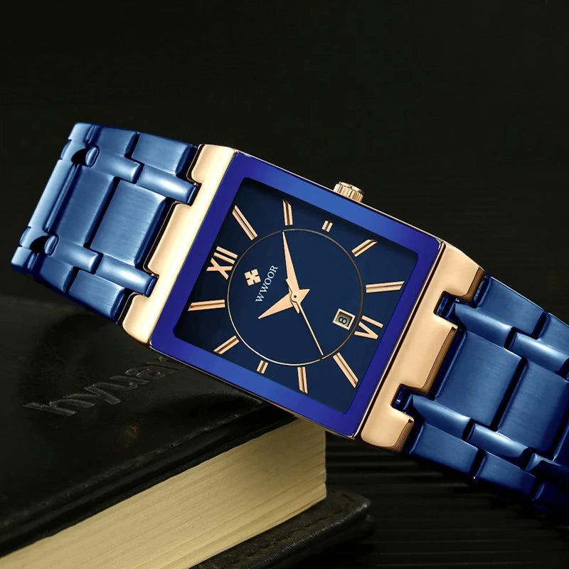 EleganceTime™ – Blue Square Luxury Watch for Women