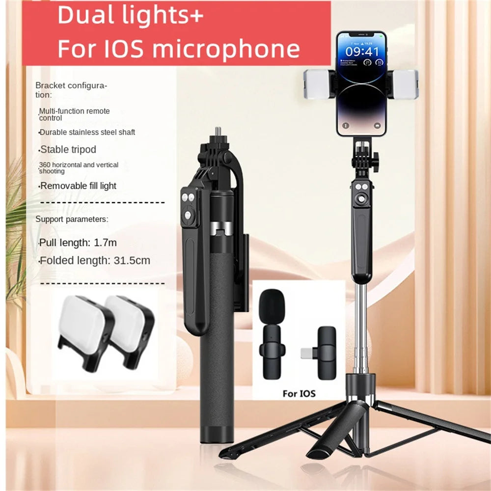 GlowGrip 3-in-1 Tripod – Selfie Stick with Fill Light & Bluetooth Remote for Smartphones