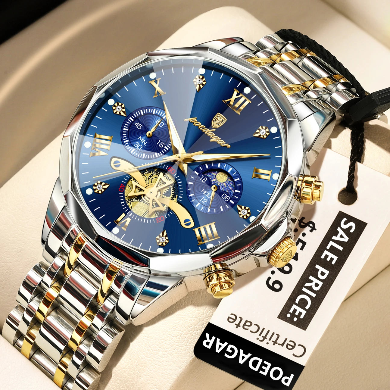 TimeSovereign Chrono – Luxury Waterproof Quartz Watch for Men | Stainless Steel & Luminous Dial