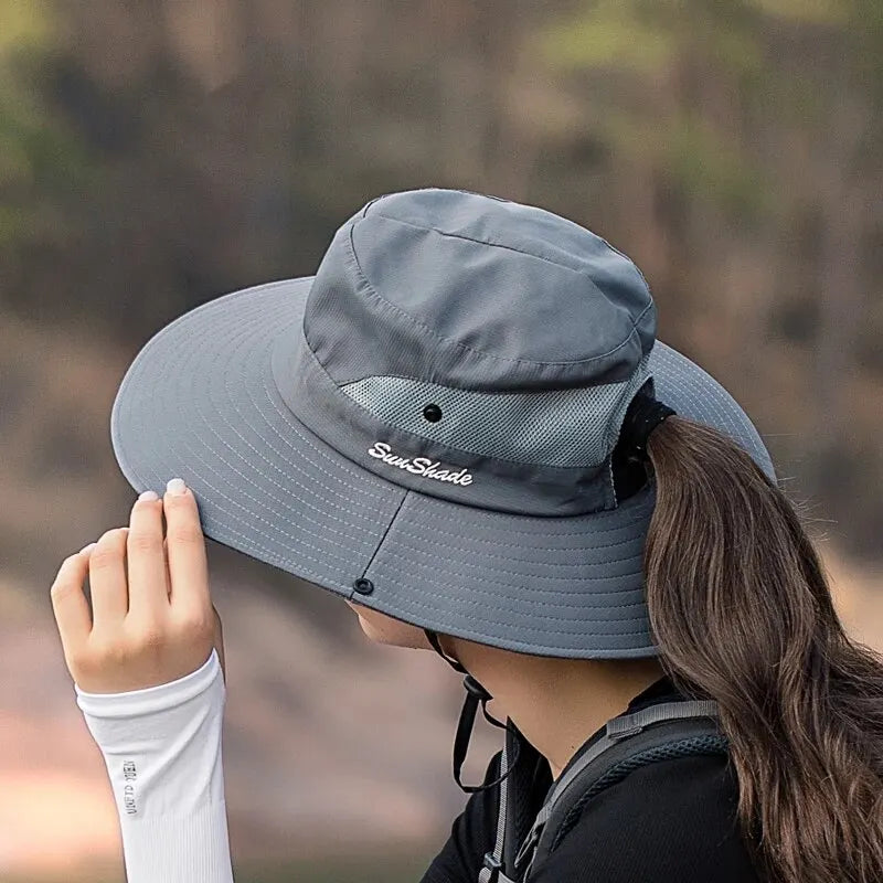 BreezyTail Sun Hat – Breathable & Foldable Summer Hat for Women | Ponytail Hole & Wide Brim
