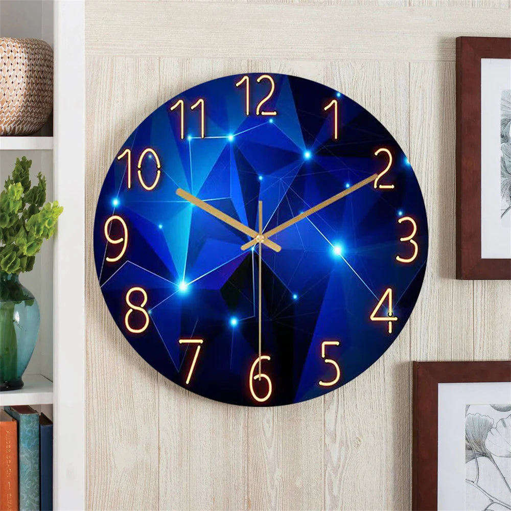 BlueForm Quartz Clock – Silent 12-Inch Geometric Wall Clock | Tempered Glass Design