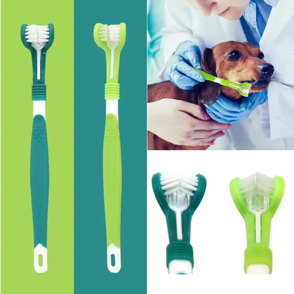 Brosse à dents à 3 faces pour chiens et chats – Nettoyage en profondeur des dents