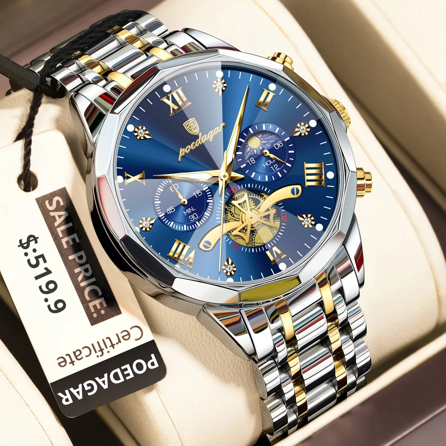 TimeSovereign Chrono – Luxury Waterproof Quartz Watch for Men | Stainless Steel & Luminous Dial