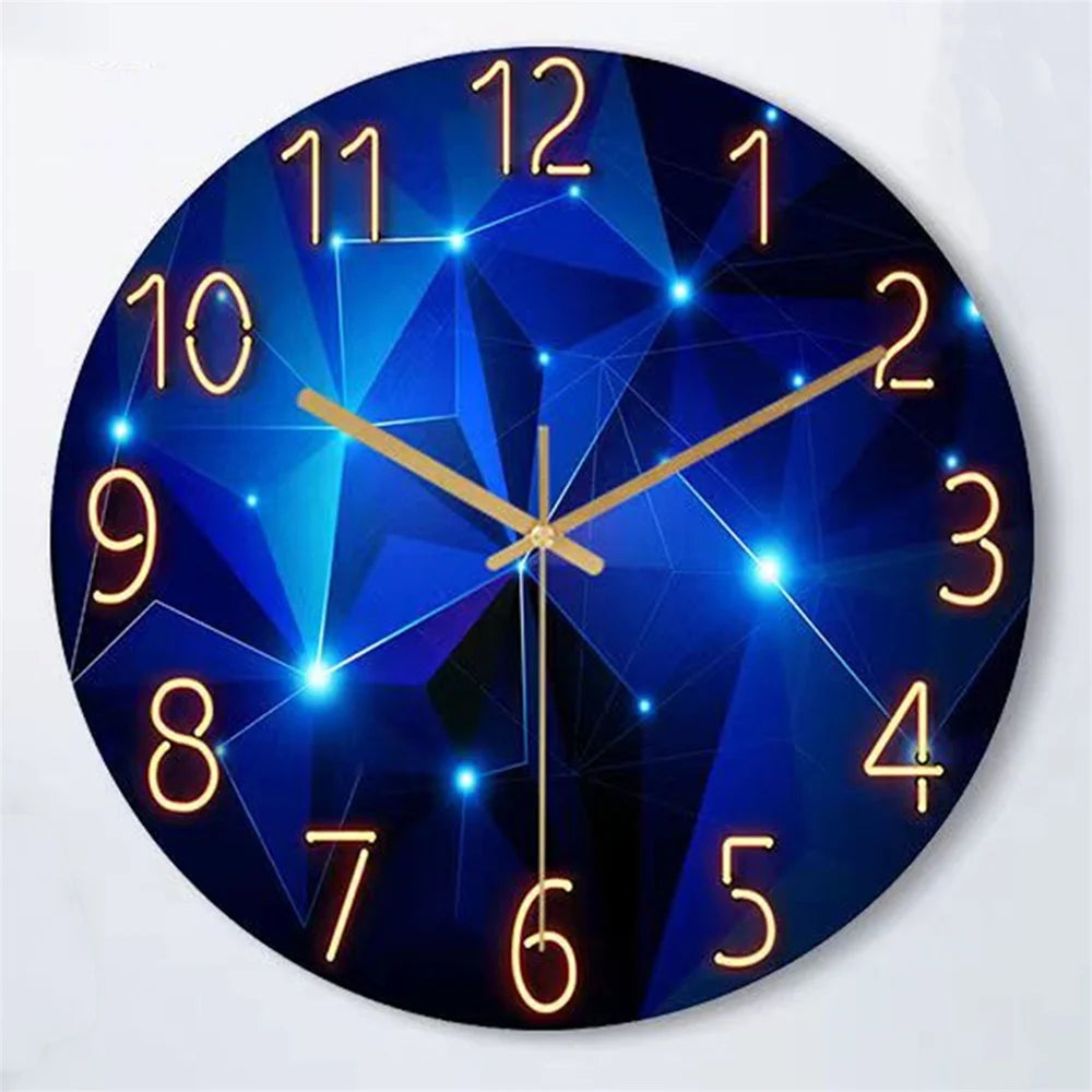 BlueForm Quartz Clock – Silent 12-Inch Geometric Wall Clock | Tempered Glass Design