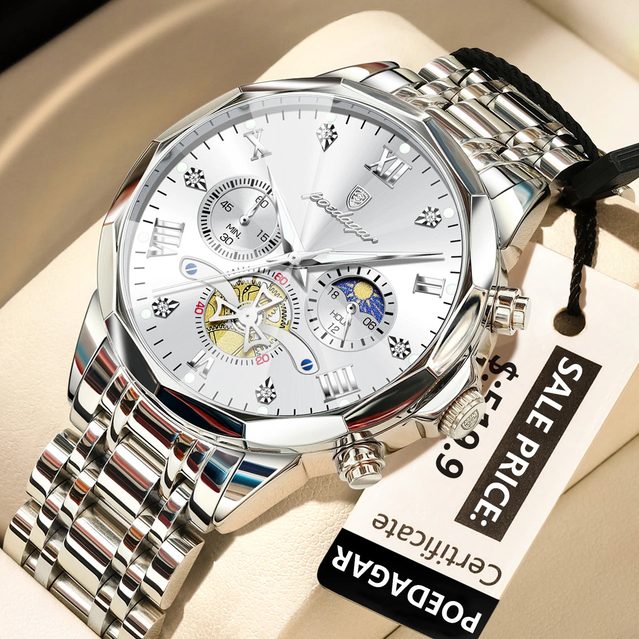 TimeSovereign Chrono – Luxury Waterproof Quartz Watch for Men | Stainless Steel & Luminous Dial