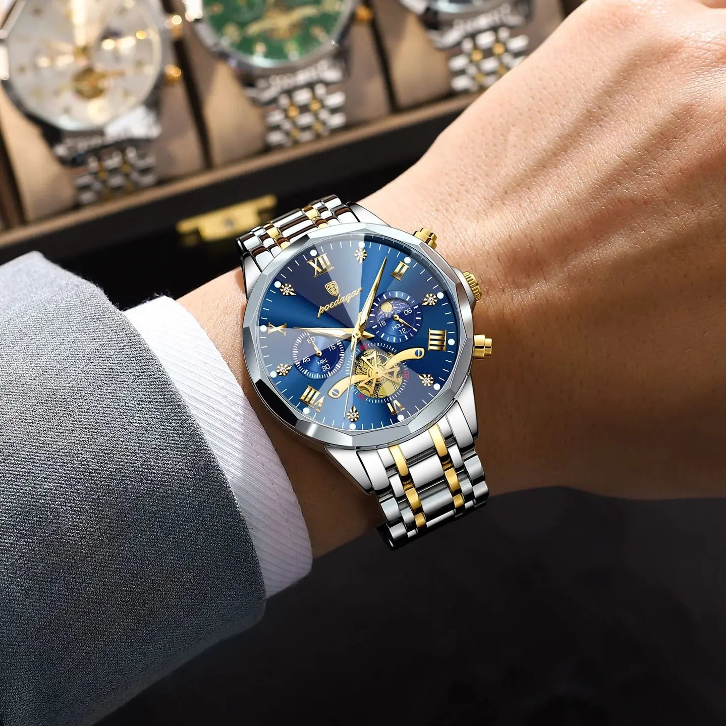 TimeSovereign Chrono – Luxury Waterproof Quartz Watch for Men | Stainless Steel & Luminous Dial