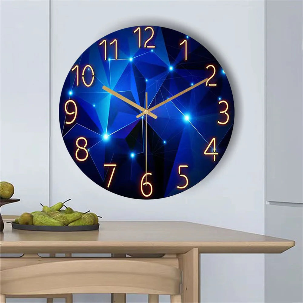 BlueForm Quartz Clock – Silent 12-Inch Geometric Wall Clock | Tempered Glass Design