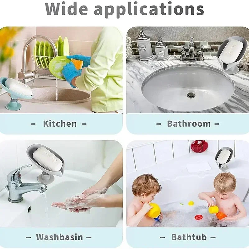 AquaFix™ – Reusable Suction Soap Dish with Fast-Drain System
