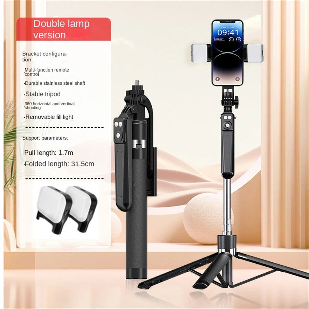 GlowGrip 3-in-1 Tripod – Selfie Stick with Fill Light & Bluetooth Remote for Smartphones