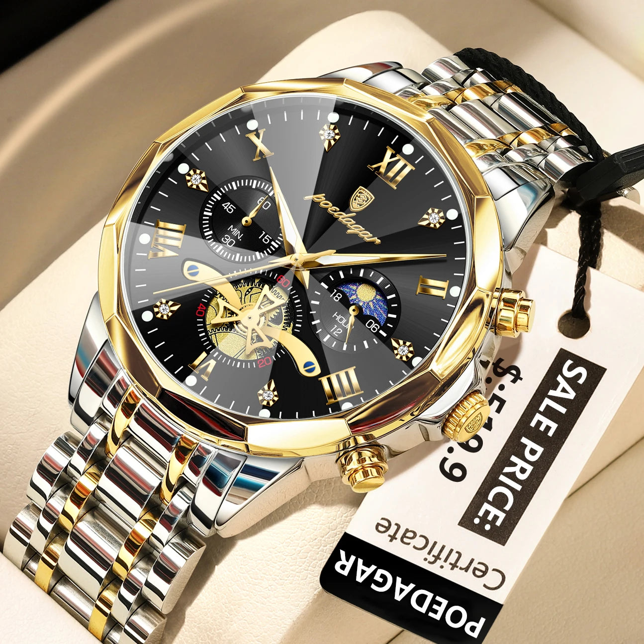 TimeSovereign Chrono – Luxury Waterproof Quartz Watch for Men | Stainless Steel & Luminous Dial