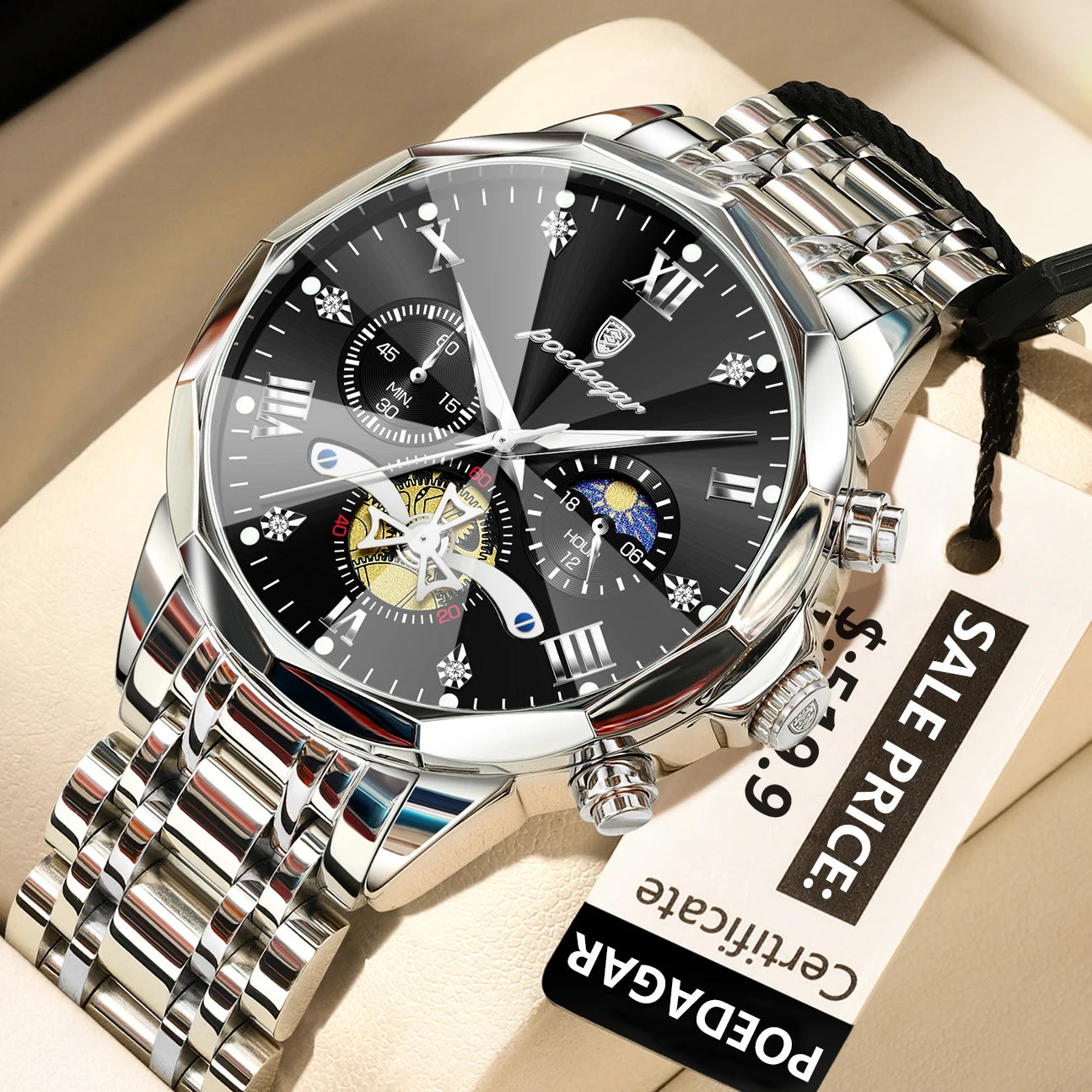 TimeSovereign Chrono – Luxury Waterproof Quartz Watch for Men | Stainless Steel & Luminous Dial