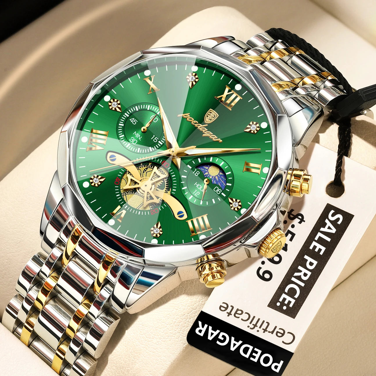 TimeSovereign Chrono – Luxury Waterproof Quartz Watch for Men | Stainless Steel & Luminous Dial