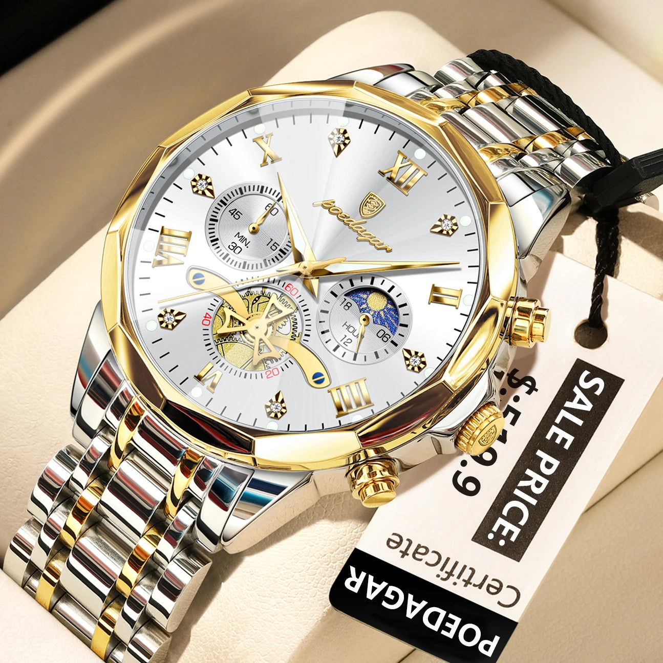 TimeSovereign Chrono – Luxury Waterproof Quartz Watch for Men | Stainless Steel & Luminous Dial