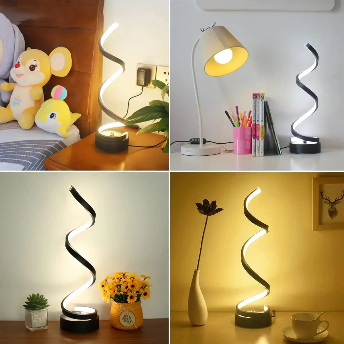 GlowSpire LED Lamp – Dimmable Spiral Table Light for Home & Office Decor