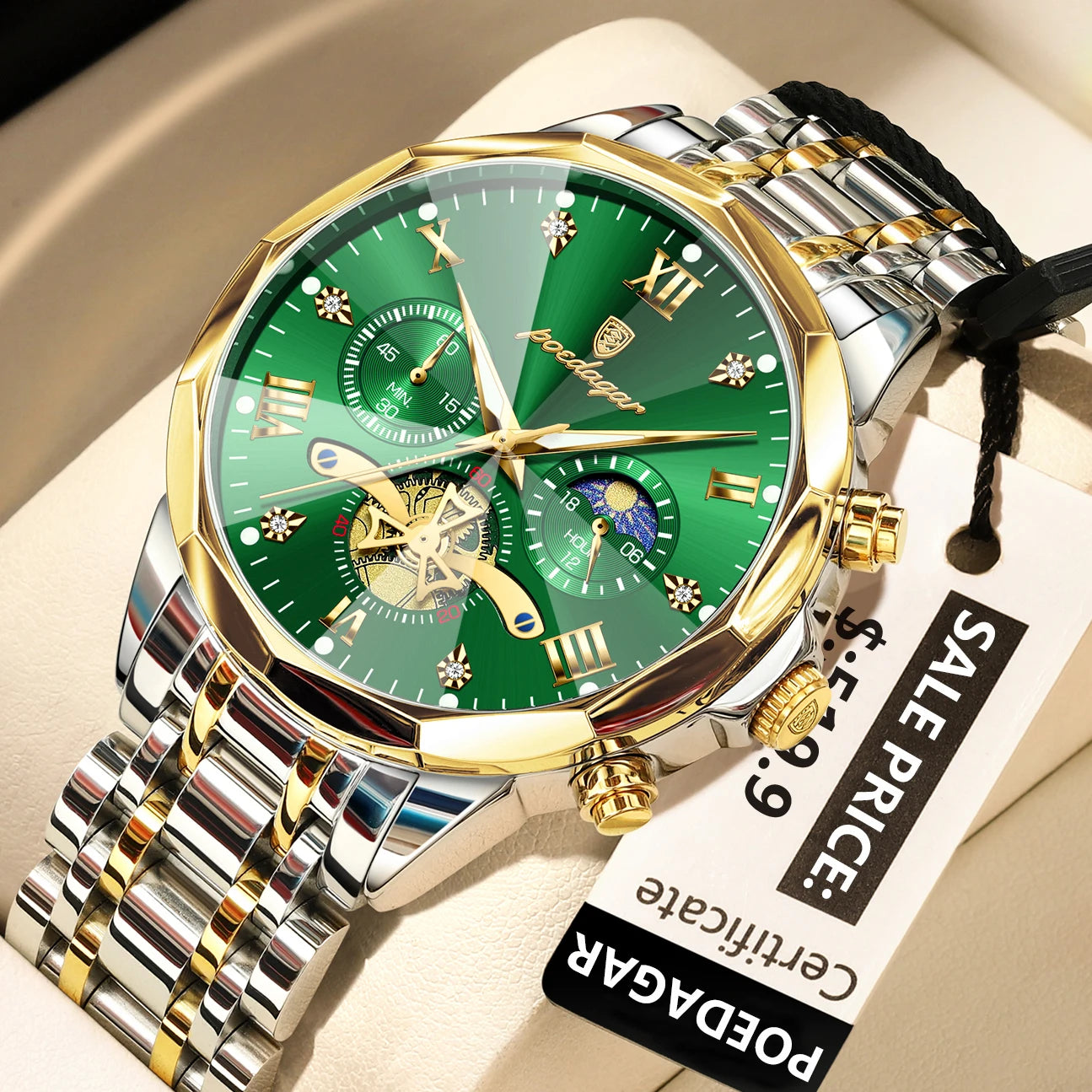 TimeSovereign Chrono – Luxury Waterproof Quartz Watch for Men | Stainless Steel & Luminous Dial