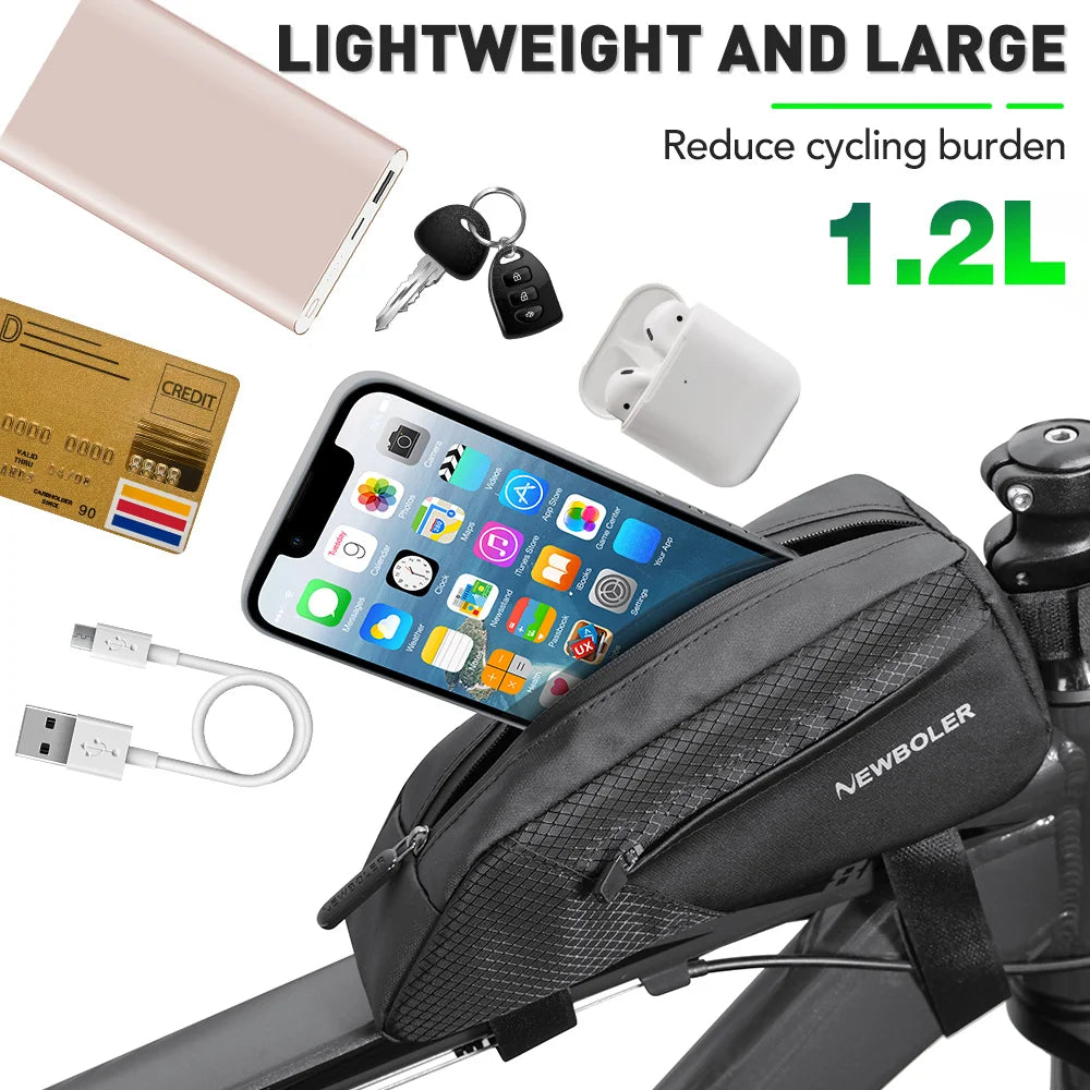 RidePack Pro™ – Ultralight Front Tube Bag for Bikes with Reflective Safety Design