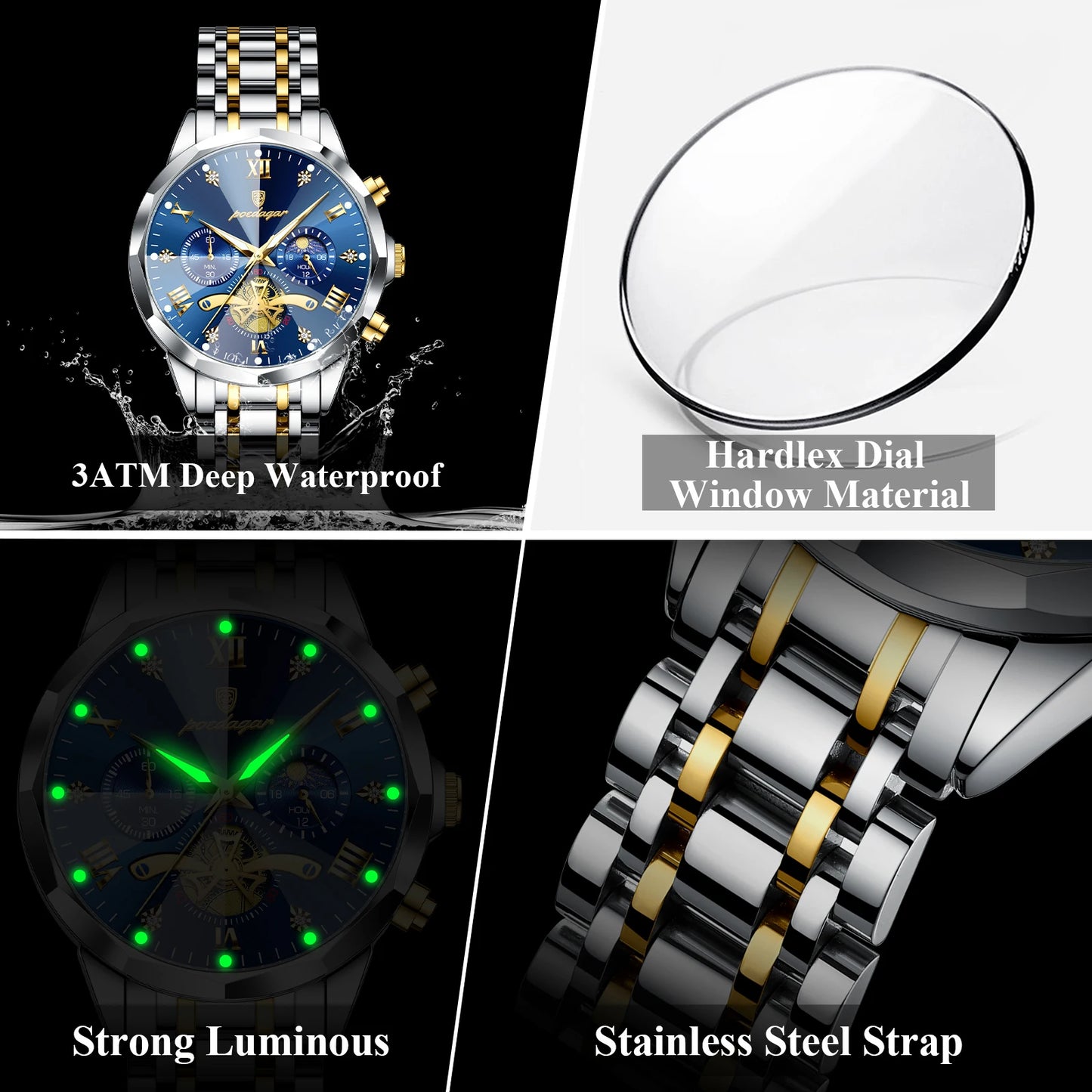 TimeSovereign Chrono – Luxury Waterproof Quartz Watch for Men | Stainless Steel & Luminous Dial