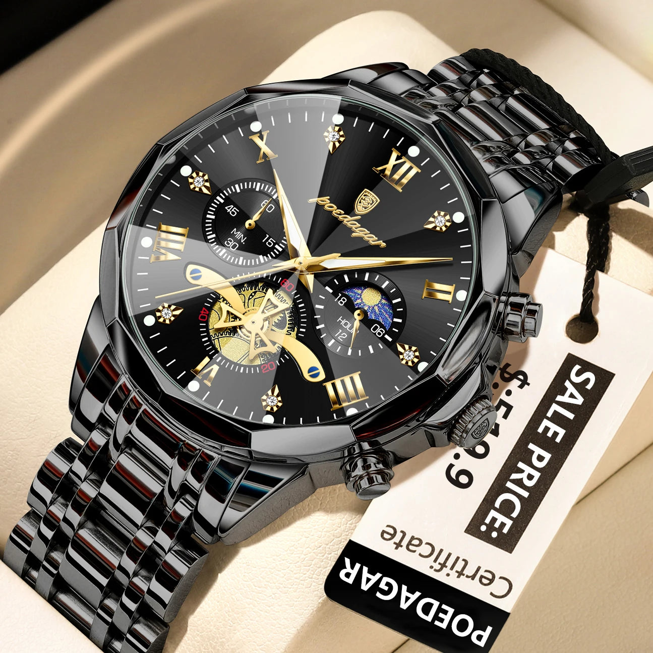 TimeSovereign Chrono – Luxury Waterproof Quartz Watch for Men | Stainless Steel & Luminous Dial