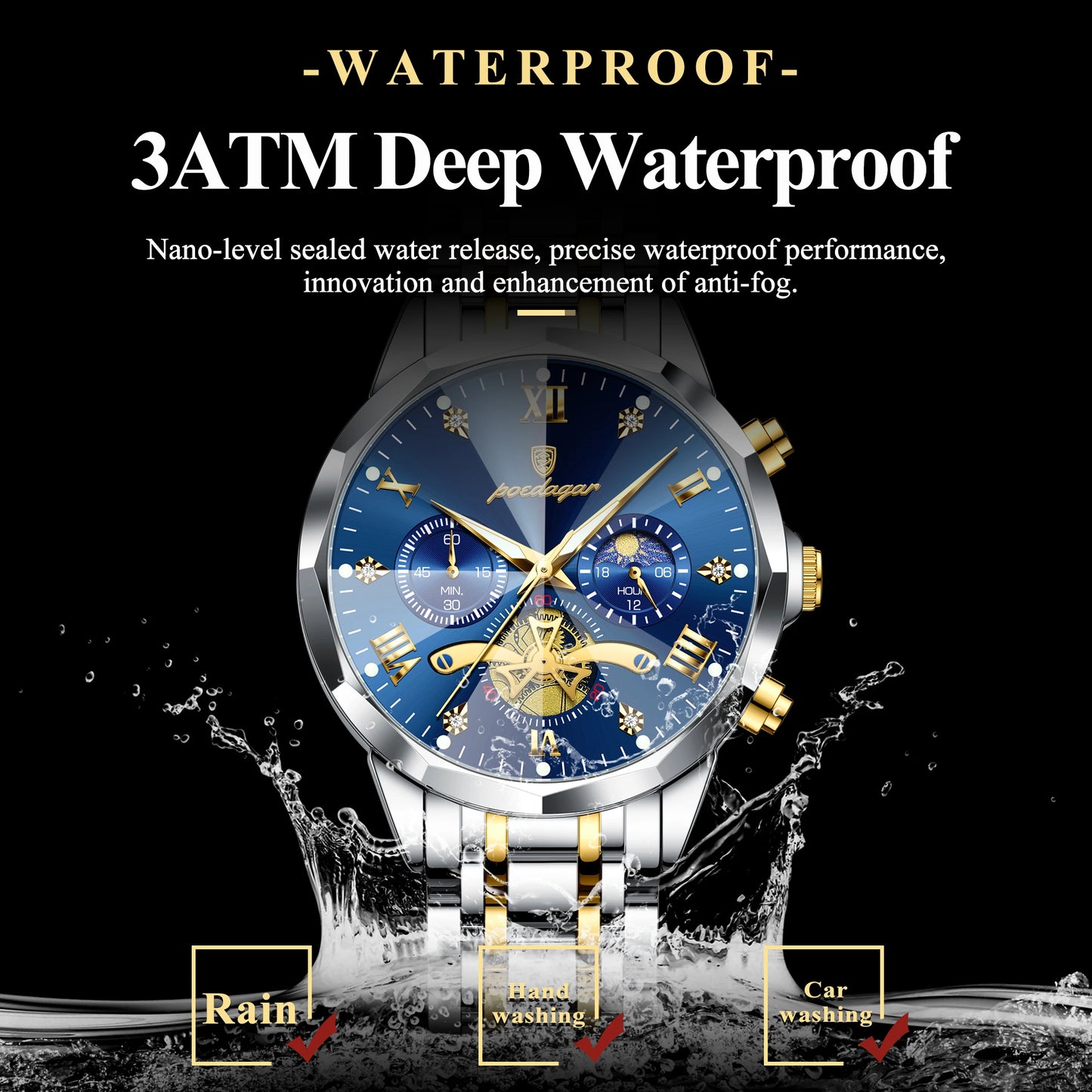 TimeSovereign Chrono – Luxury Waterproof Quartz Watch for Men | Stainless Steel & Luminous Dial