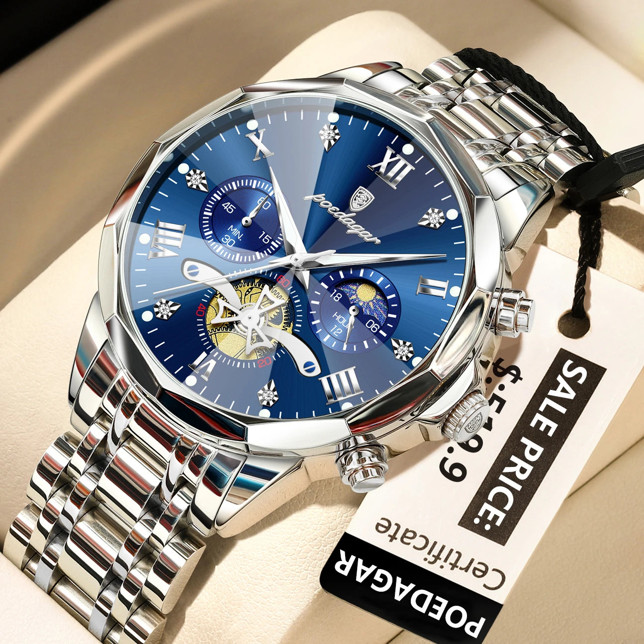 TimeSovereign Chrono – Luxury Waterproof Quartz Watch for Men | Stainless Steel & Luminous Dial