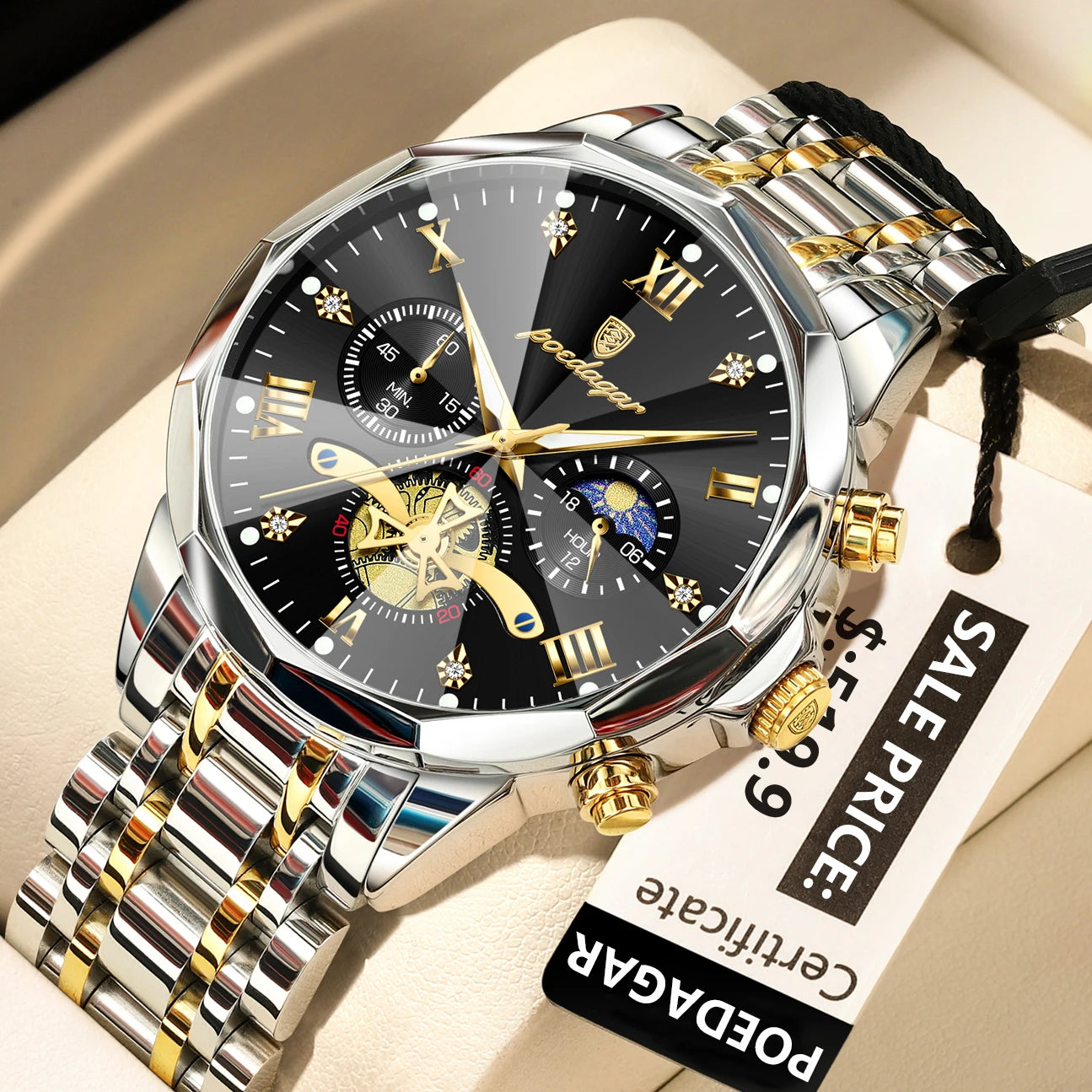TimeSovereign Chrono – Luxury Waterproof Quartz Watch for Men | Stainless Steel & Luminous Dial