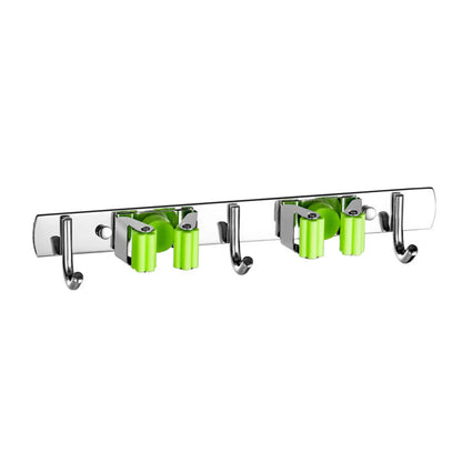 Soporte para escoba, soporte de pared para fregona, organizador de acero inoxidable, gancho de almacenamiento, accesorios de organización para cocina y baño