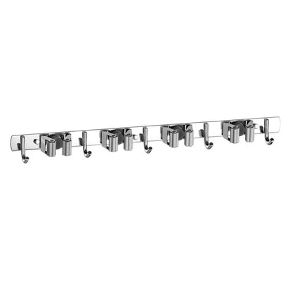 Soporte para escoba, soporte de pared para fregona, organizador de acero inoxidable, gancho de almacenamiento, accesorios de organización para cocina y baño