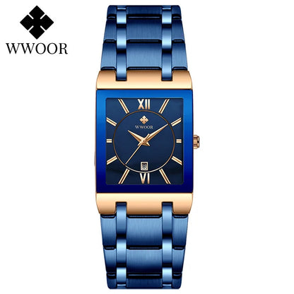 EleganceTime™ – Blue Square Luxury Watch for Women