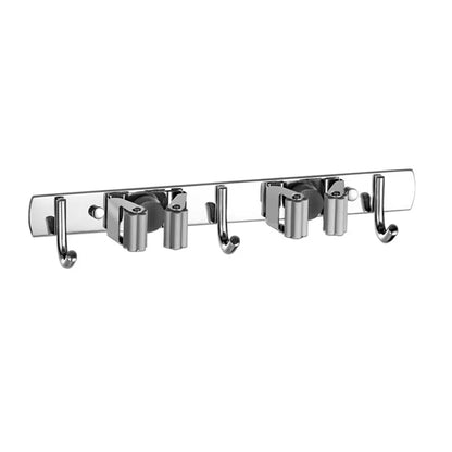 Soporte para escoba, soporte de pared para fregona, organizador de acero inoxidable, gancho de almacenamiento, accesorios de organización para cocina y baño