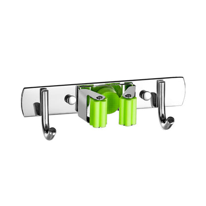 Soporte para escoba, soporte de pared para fregona, organizador de acero inoxidable, gancho de almacenamiento, accesorios de organización para cocina y baño