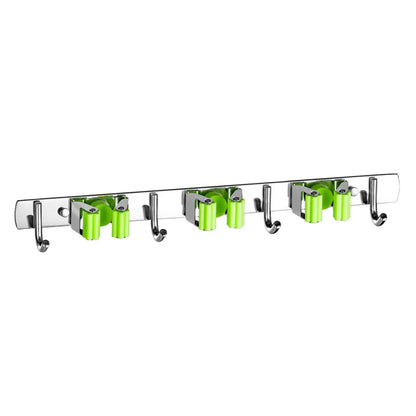 Soporte para escoba, soporte de pared para fregona, organizador de acero inoxidable, gancho de almacenamiento, accesorios de organización para cocina y baño