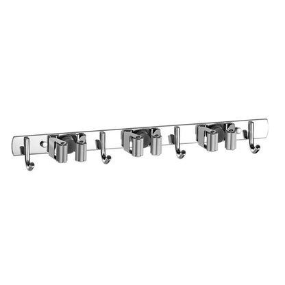 Soporte para escoba, soporte de pared para fregona, organizador de acero inoxidable, gancho de almacenamiento, accesorios de organización para cocina y baño