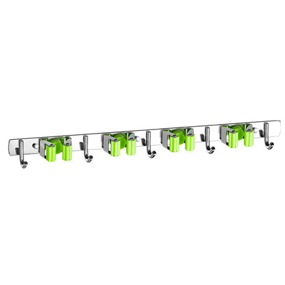 Soporte para escoba, soporte de pared para fregona, organizador de acero inoxidable, gancho de almacenamiento, accesorios de organización para cocina y baño