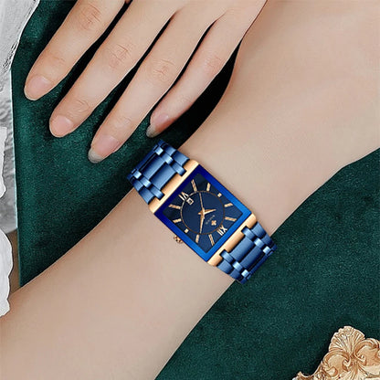 EleganceTime™ – Blue Square Luxury Watch for Women