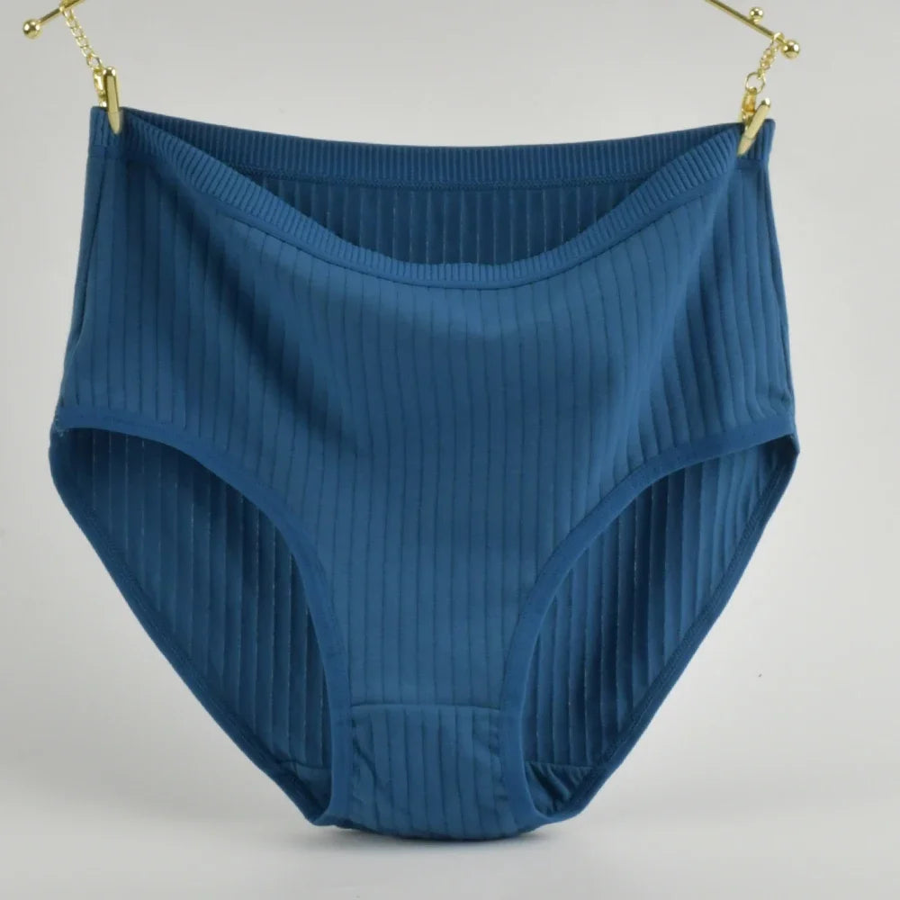 ComfyStripe Briefs – Soft Cotton High Waist Panties for Women | Breathable Plus Size Underwear