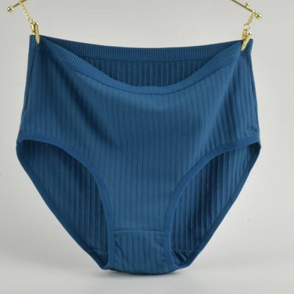 ComfyStripe Briefs – Soft Cotton High Waist Panties for Women | Breathable Plus Size Underwear