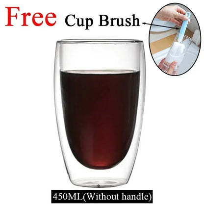 ThermoGlow Glass Cup – Borosilicate Double Wall Mug for Hot & Cold Drinks