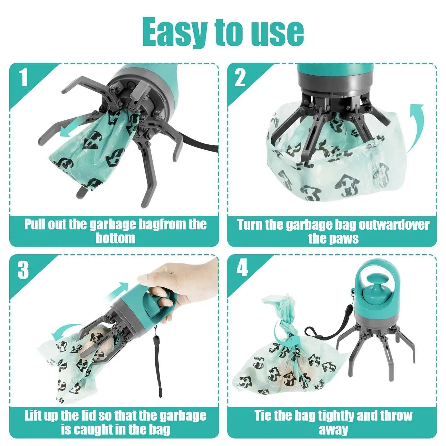 CleanGrab™ – Touch-Free Dog Waste Picker with Integrated Bag Holder