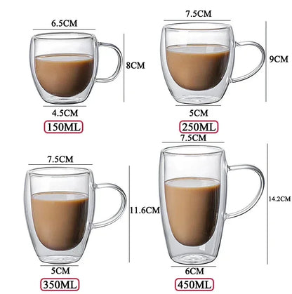 ThermoGlow Glass Cup – Borosilicate Double Wall Mug for Hot & Cold Drinks