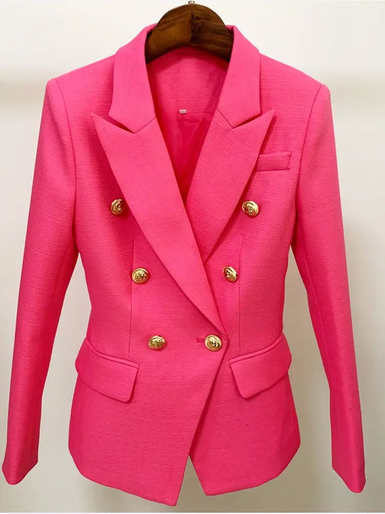 Lioness Luxe™ – Double-Breasted Mint Blazer with Baroque Details