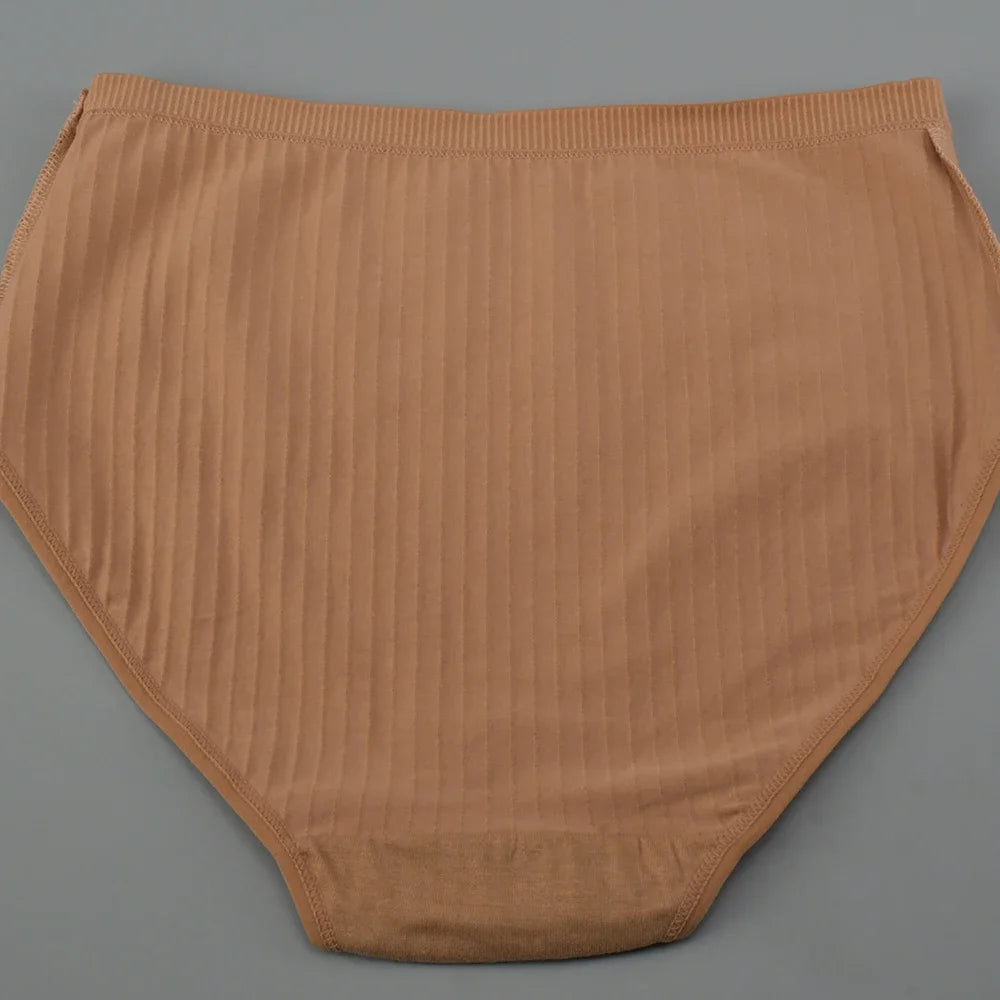 ComfyStripe Briefs – Soft Cotton High Waist Panties for Women | Breathable Plus Size Underwear