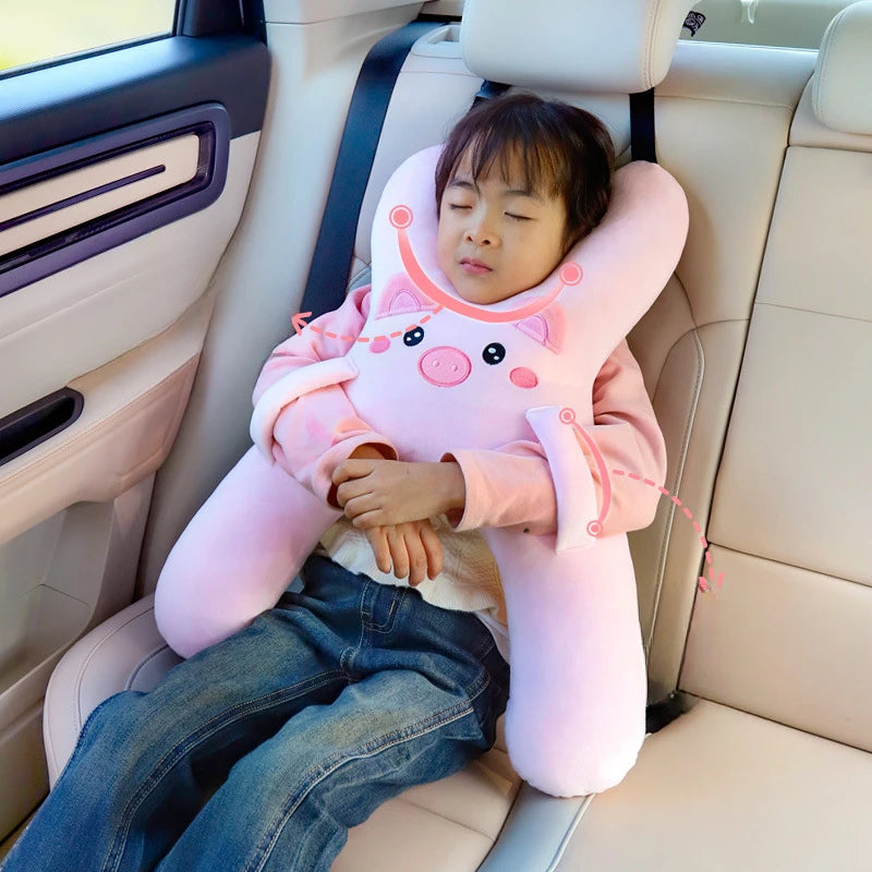 HeadHug Car Pillow – Neck & Head Support Cushion for Kids | Seat Belt Sleeping Aid for Long Trips