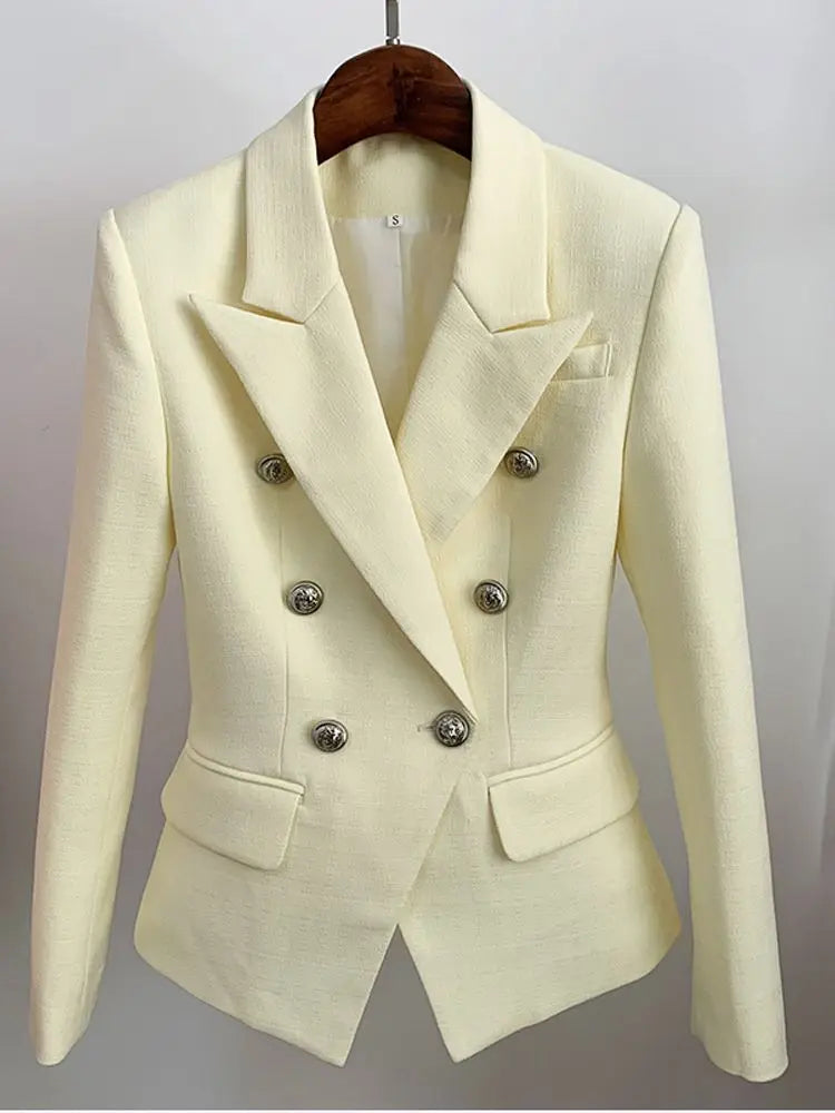 Lioness Luxe™ – Double-Breasted Mint Blazer with Baroque Details