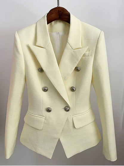 Lioness Luxe™ – Double-Breasted Mint Blazer with Baroque Details