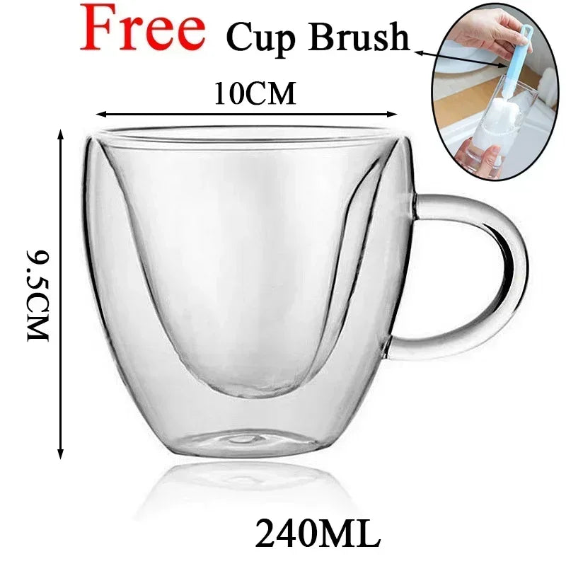 ThermoGlow Glass Cup – Borosilicate Double Wall Mug for Hot & Cold Drinks