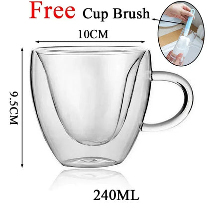 ThermoGlow Glass Cup – Borosilicate Double Wall Mug for Hot & Cold Drinks