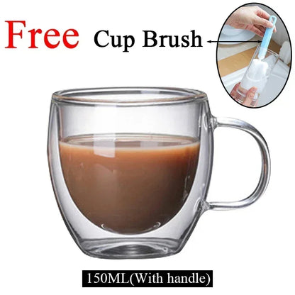 ThermoGlow Glass Cup – Borosilicate Double Wall Mug for Hot & Cold Drinks