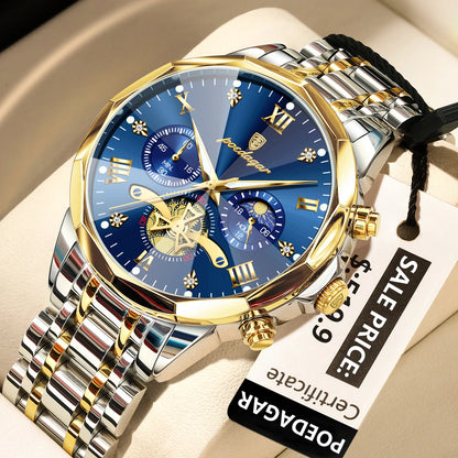 TimeSovereign Chrono – Luxury Waterproof Quartz Watch for Men | Stainless Steel & Luminous Dial