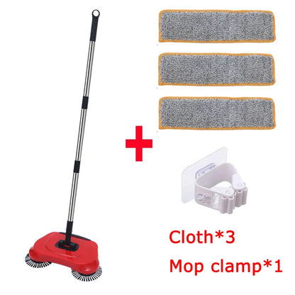 SpinSweep Floor Cleaner – Push-Type Manual Sweeper with Rotating Head | Long Handle Mop for Hardwood & Tiles